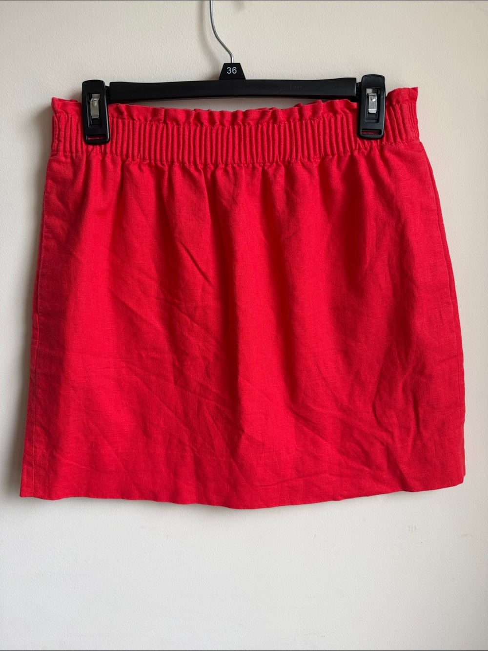 J Crew Linen Cotton Lined Mini Skirt Pockets Pull on Waistband Coral 4